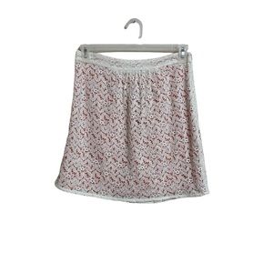 Francesca’s White Lace Skirt With  Pink Lining NEW